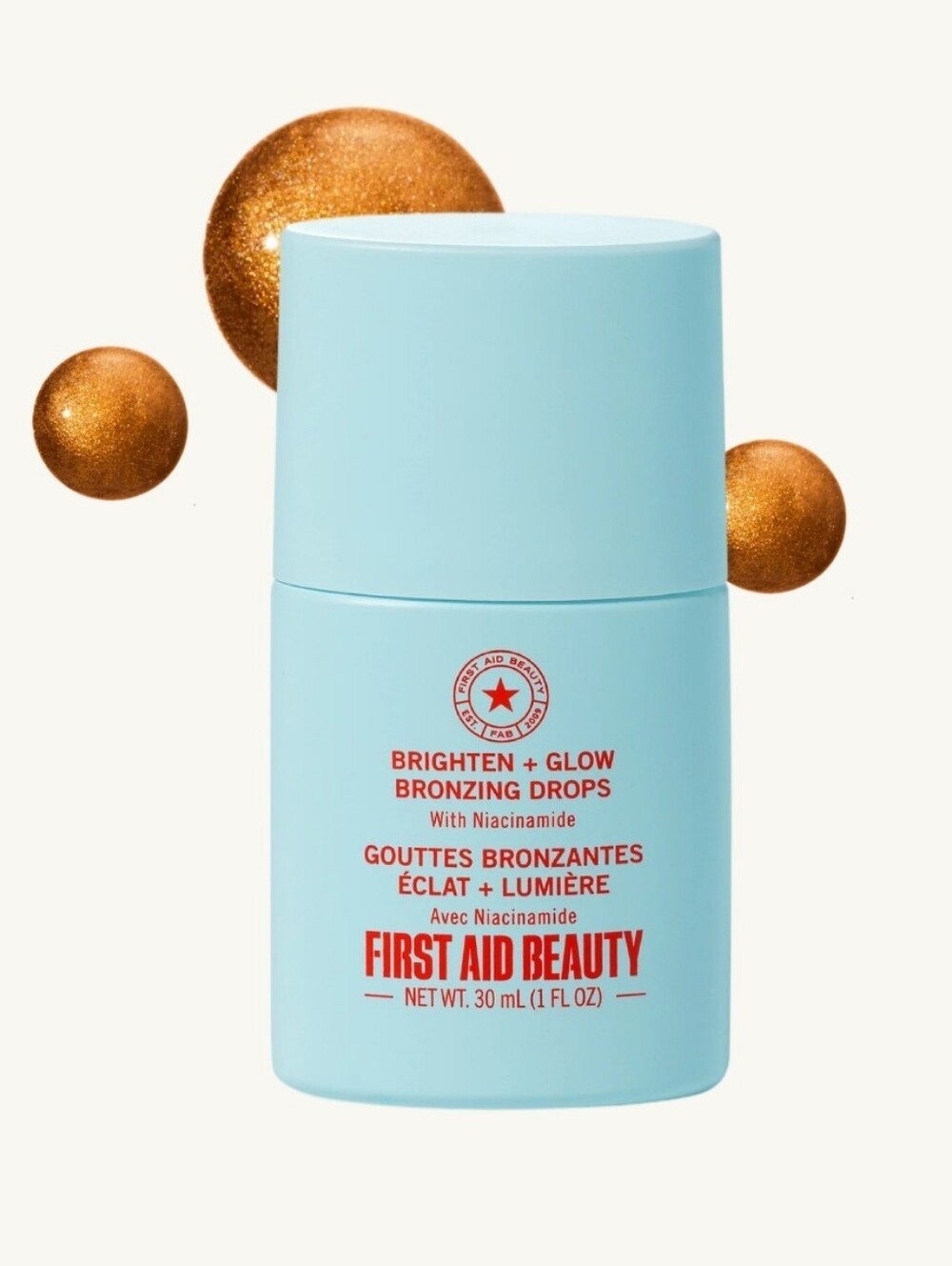 First Aid Beauty FIRE! NIB! Brighten & Bronzing Drops w/Niacinamdie in 30ml.